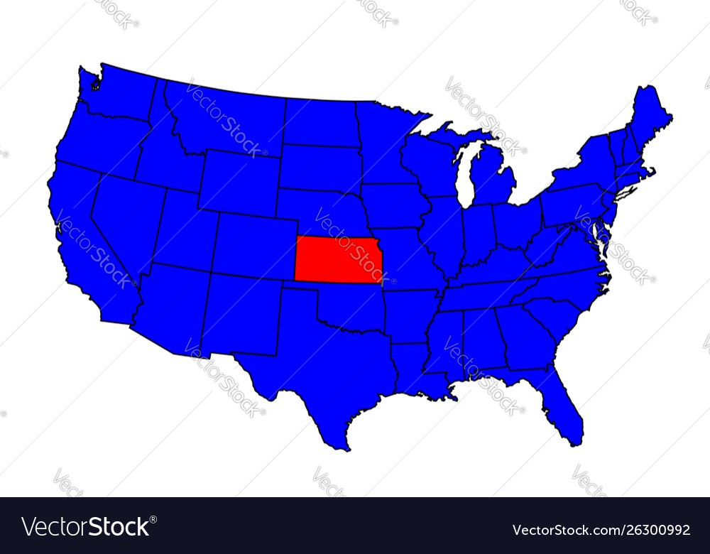 State kansas locatiom Royalty Free Vector Image