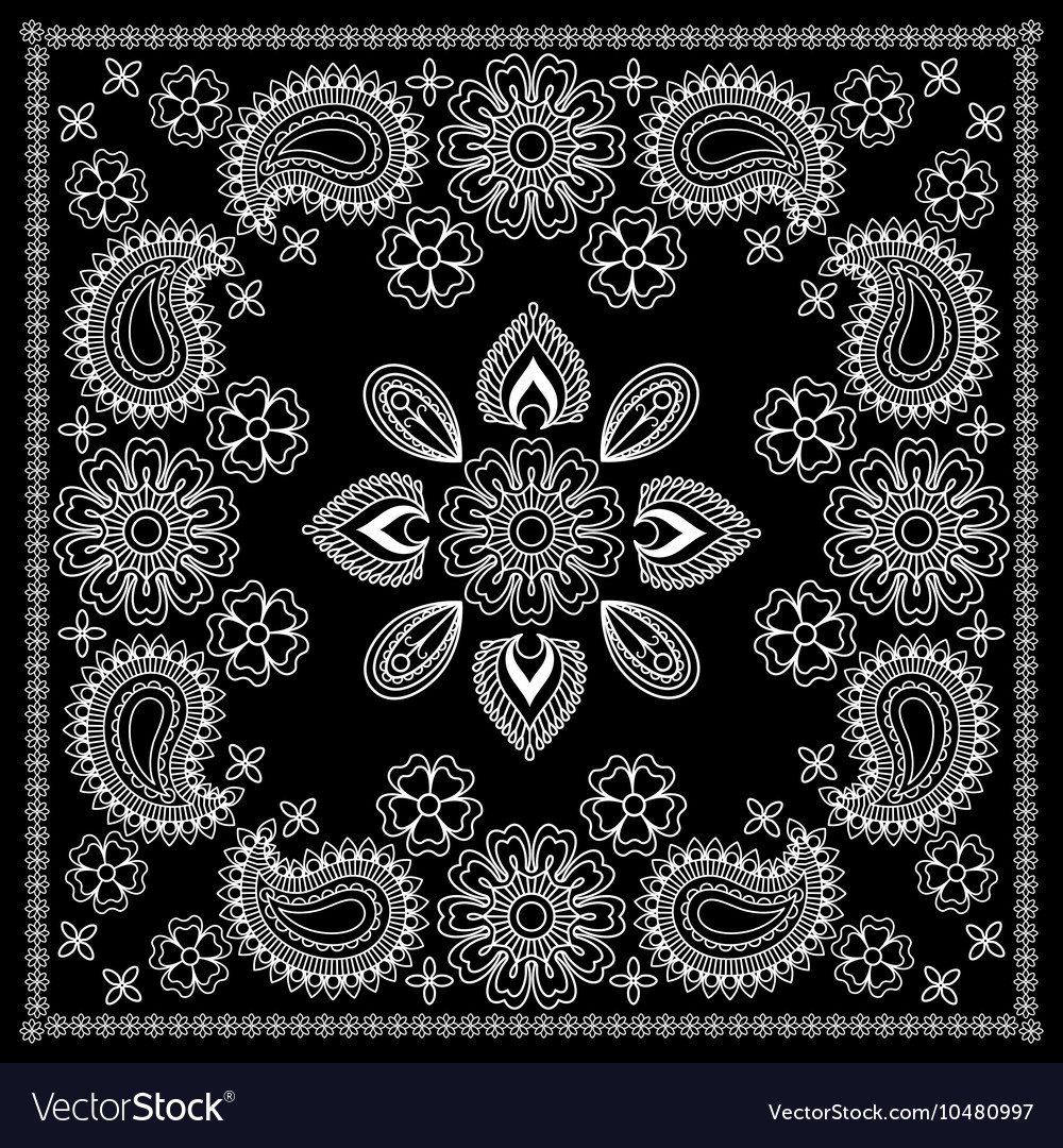 bandana pattern clipart black and white