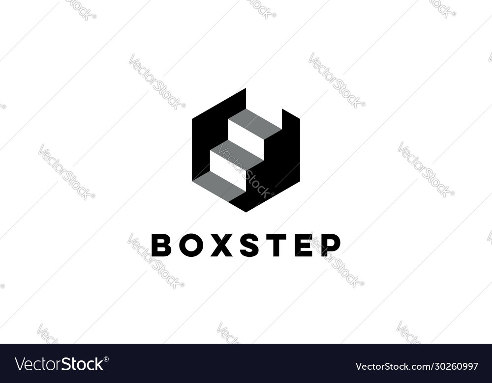Box step logo design concept vector image Box step logo design concept
