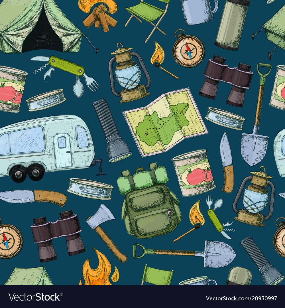 Camping And Tourism Equipment Royalty Free Vector Image