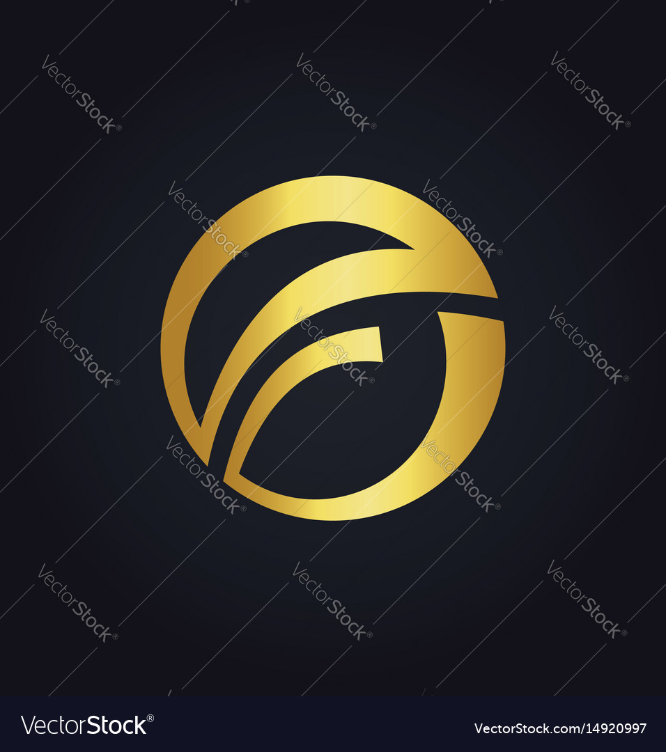 Gold abstract round colorful technology logo Vector Image