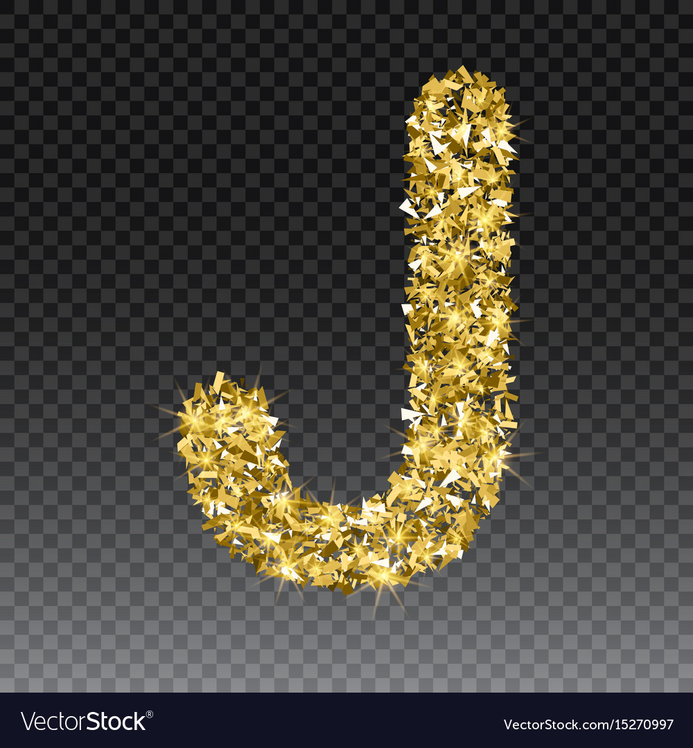 Gold glittering letter j shining golden