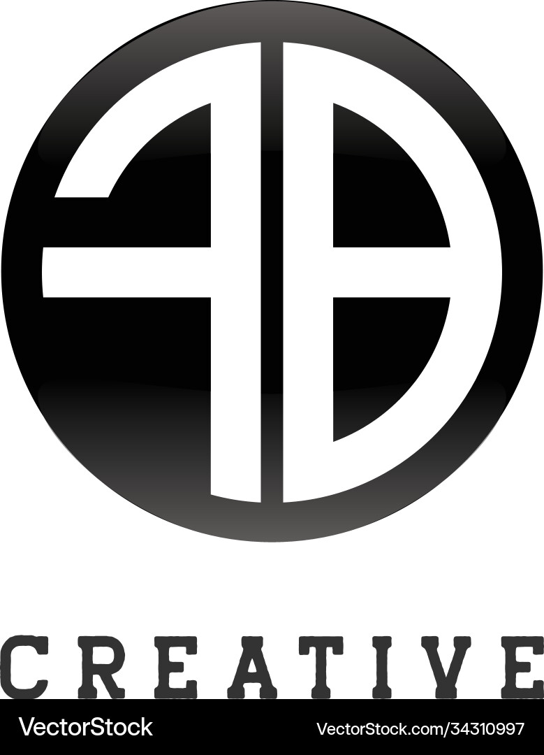Initial letter fb circle shape monogram black Vector Image