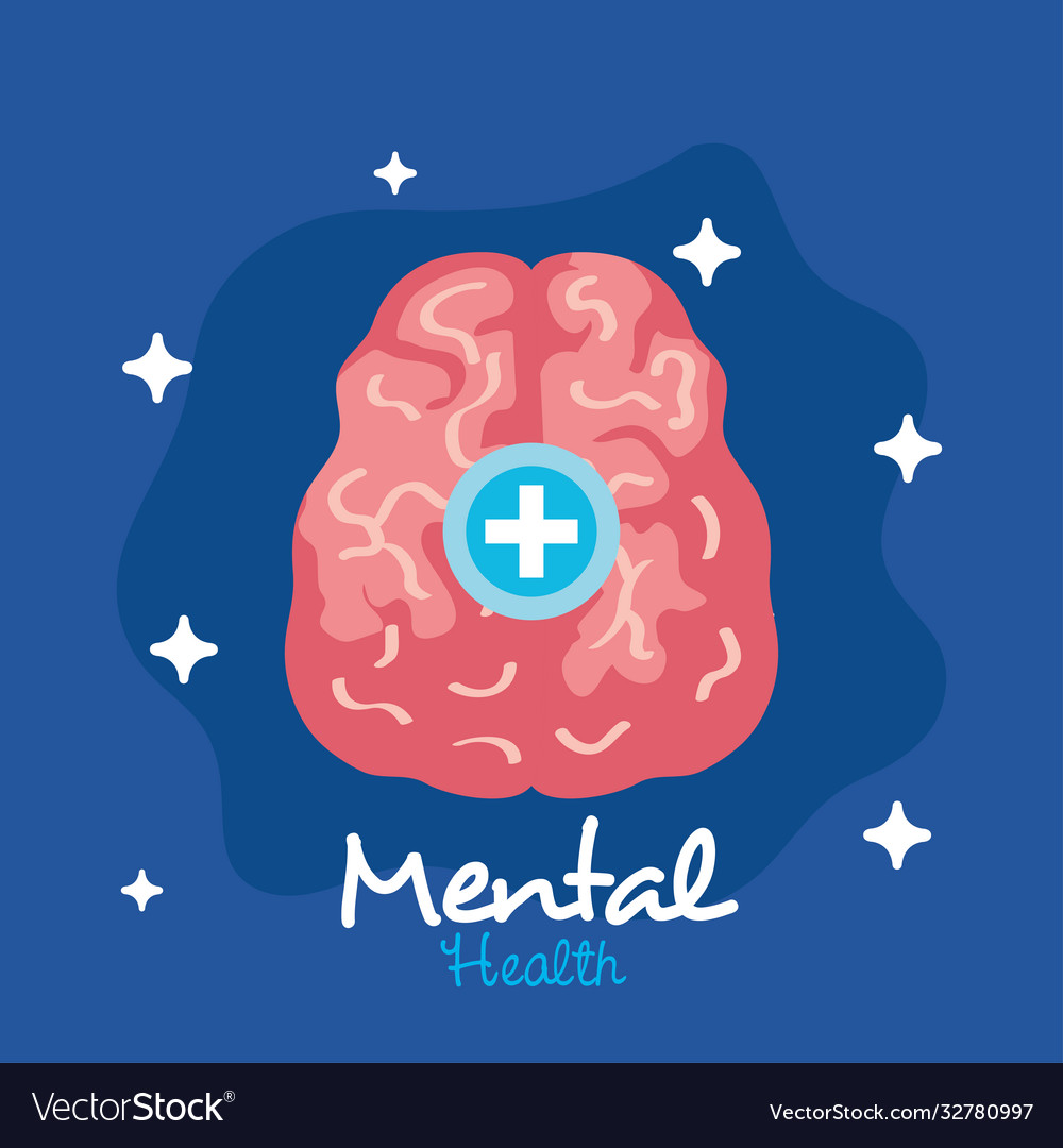 Mental health concept with brain human Royalty Free Vector