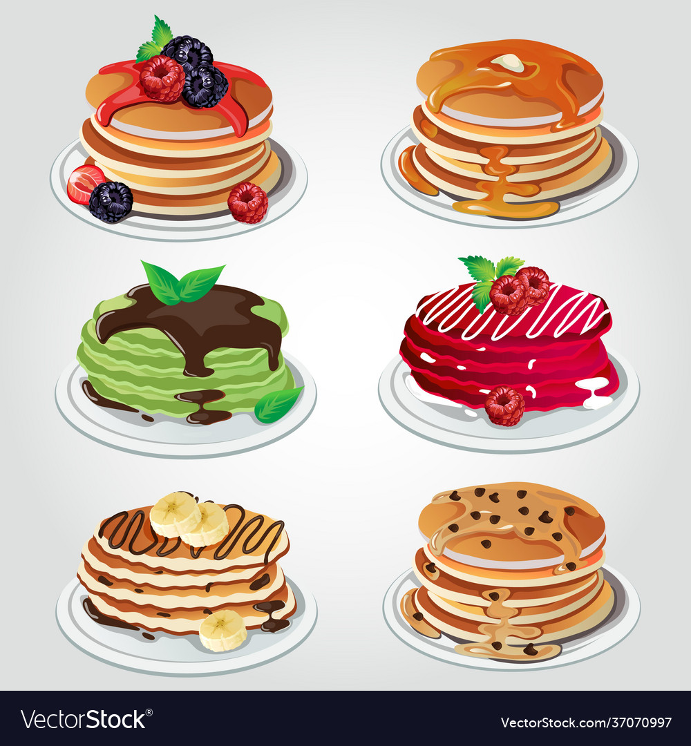 Pancake set Royalty Free Vector Image - VectorStock