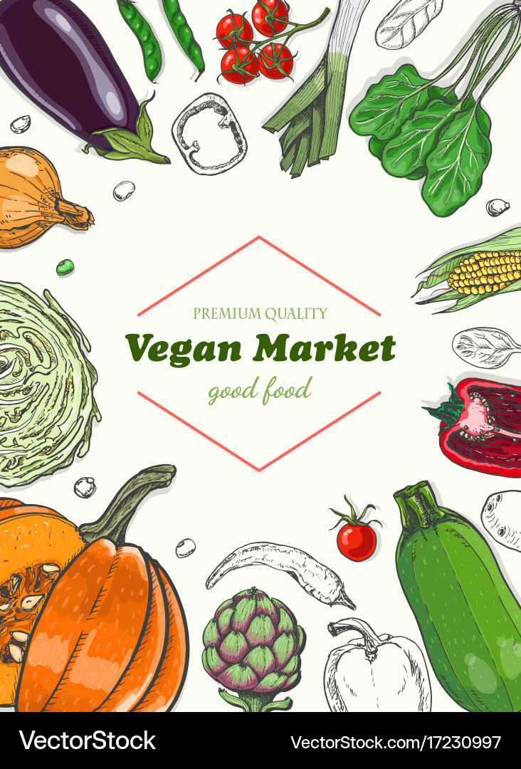 Vertical background with different vegetables Vector Image