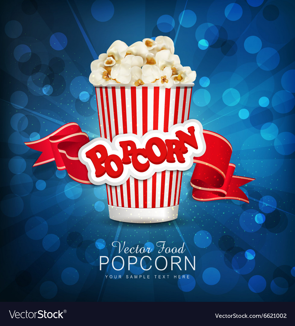 Box with popcorn on a blue background brigh Vector Image