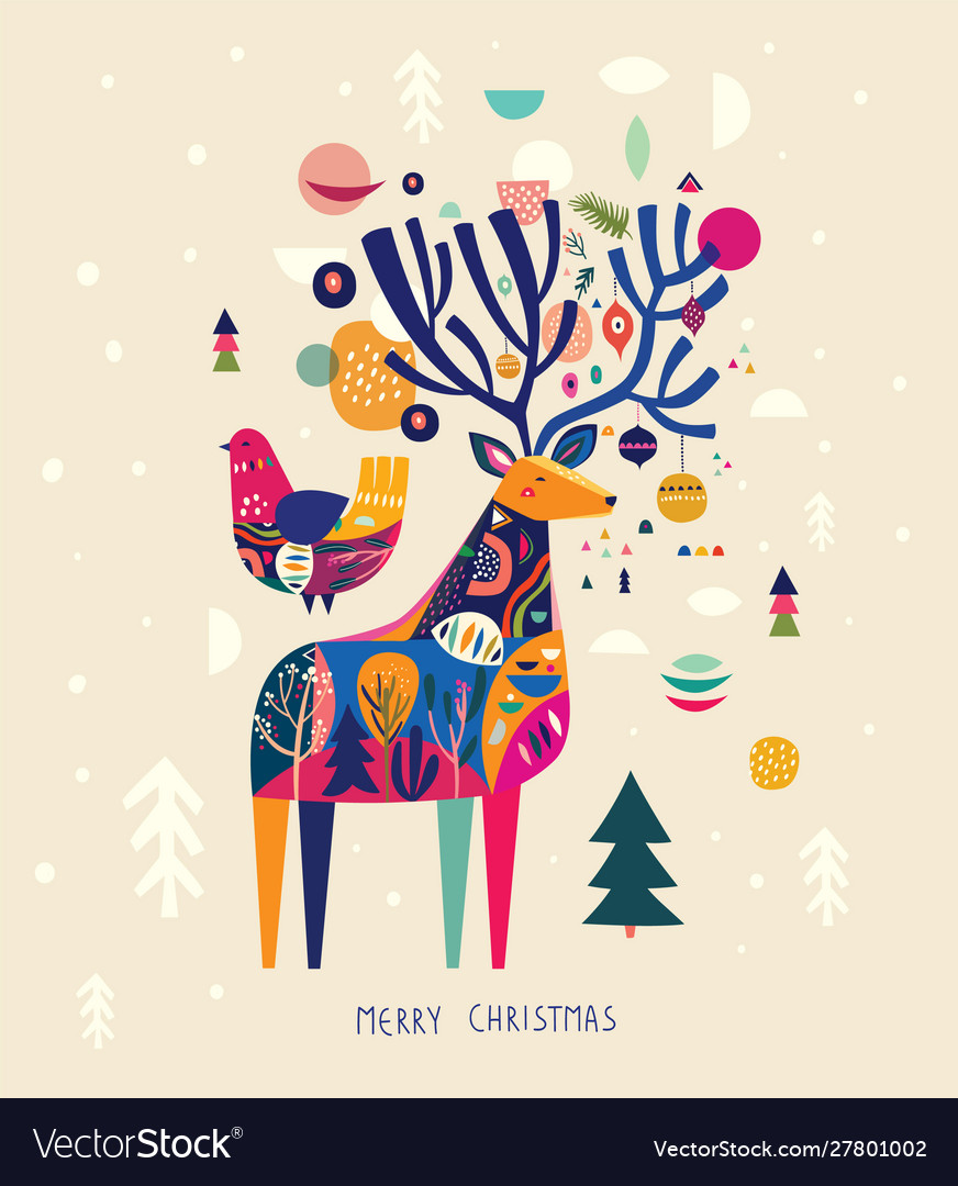 Christmas deer Royalty Free Vector Image - VectorStock