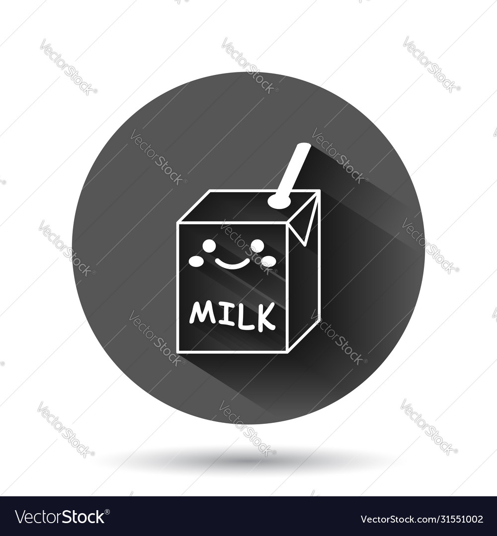 Cute milk icon in flat style milkshake on black Vector Image