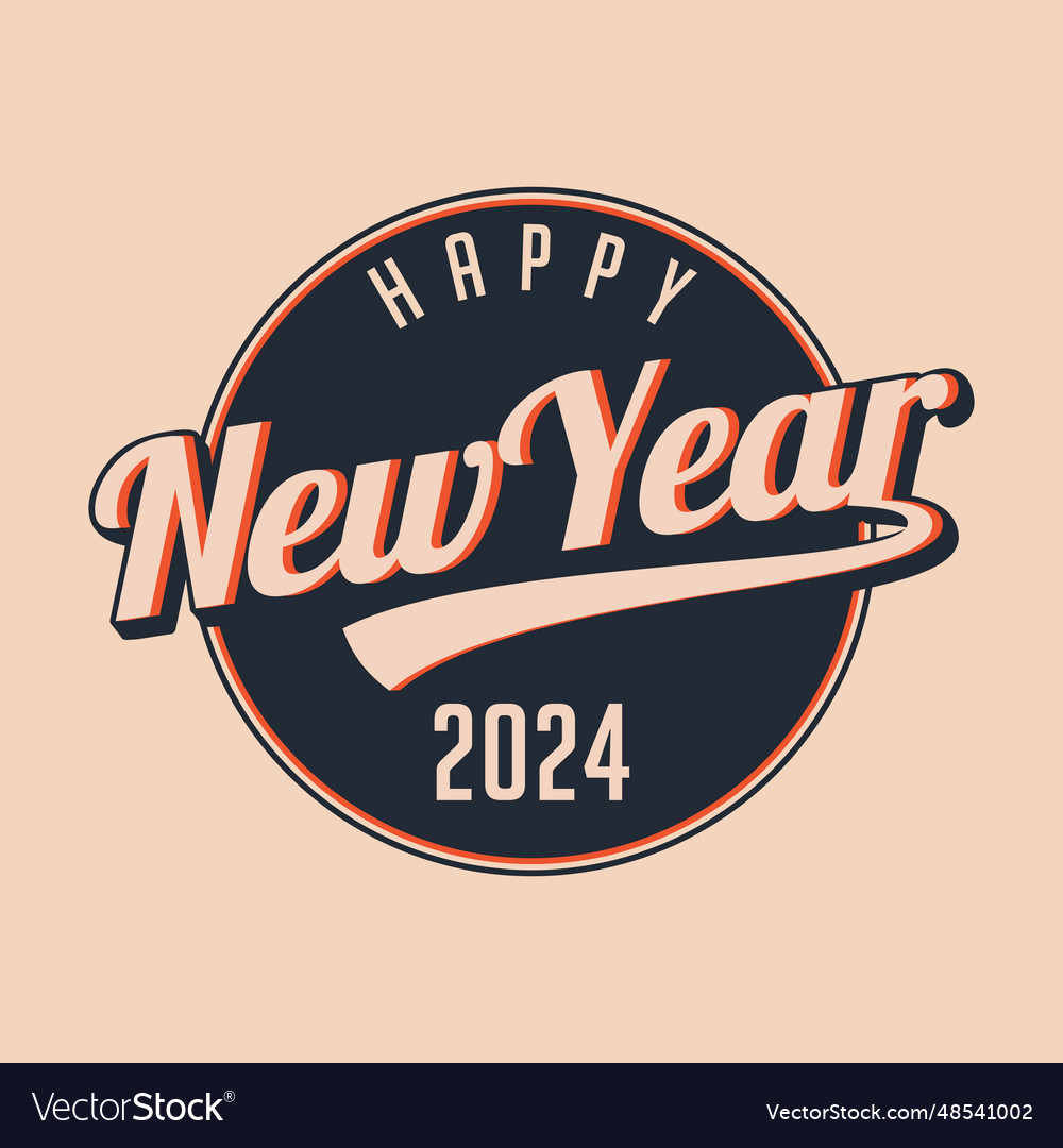 Happy new year 2024 creative retro style template Vector Image