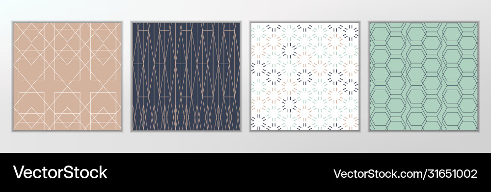 Luxury line art pattern set green blue Royalty Free Vector