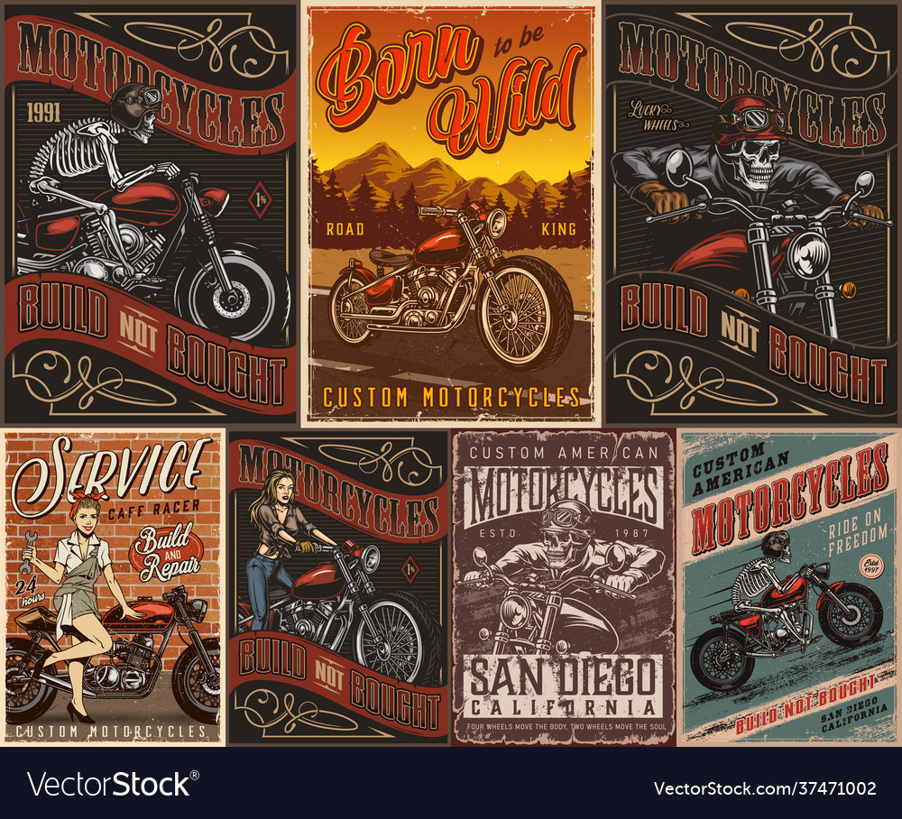 Motorcycle Vintage Posters Royalty Free Vector Image