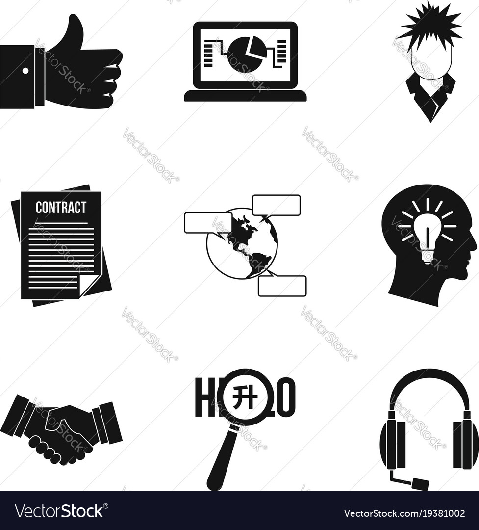 Society icons set simple style Royalty Free Vector Image