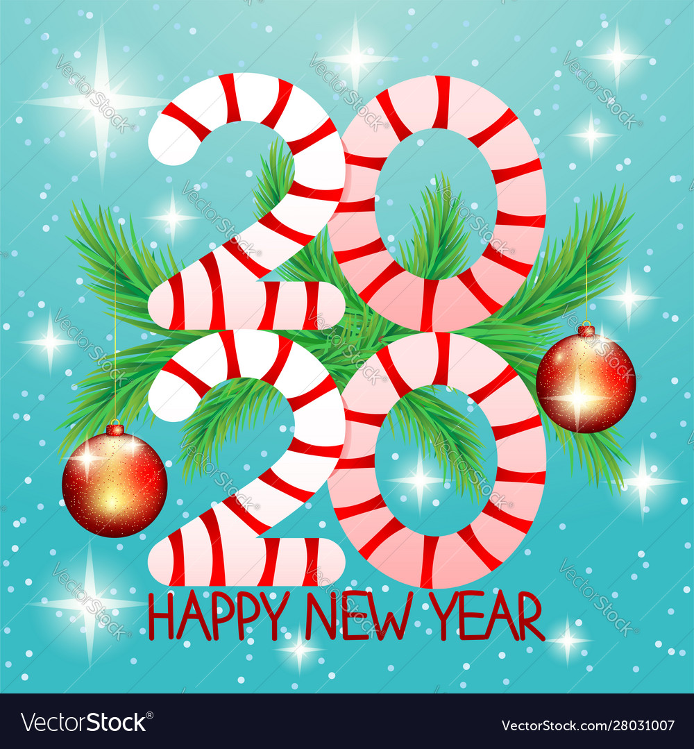 2020 new year christmas banner with fir branches Vector Image