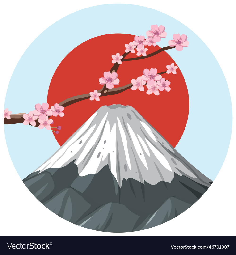 Fujisan iconic symbol of japan graphic Royalty Free Vector