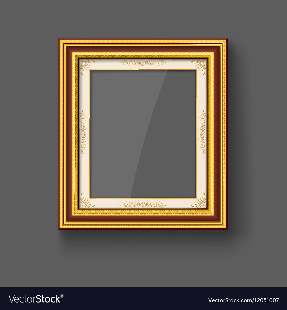 Gold picture frame Royalty Free Vector Image VectorStock
