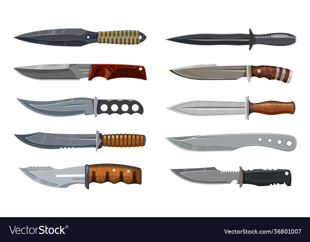 Knives set military hunting and combat weapon Vector Image