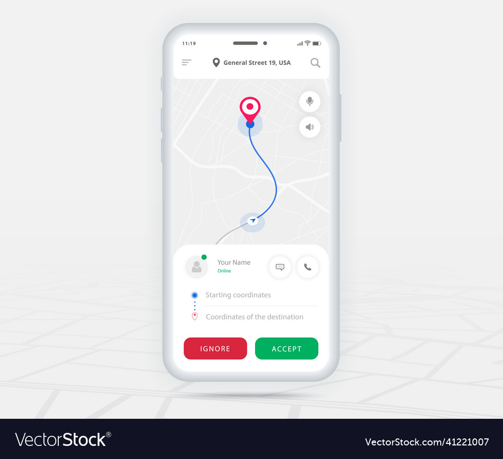 Map gps navigation ux ui concept smartphone Vector Image image.