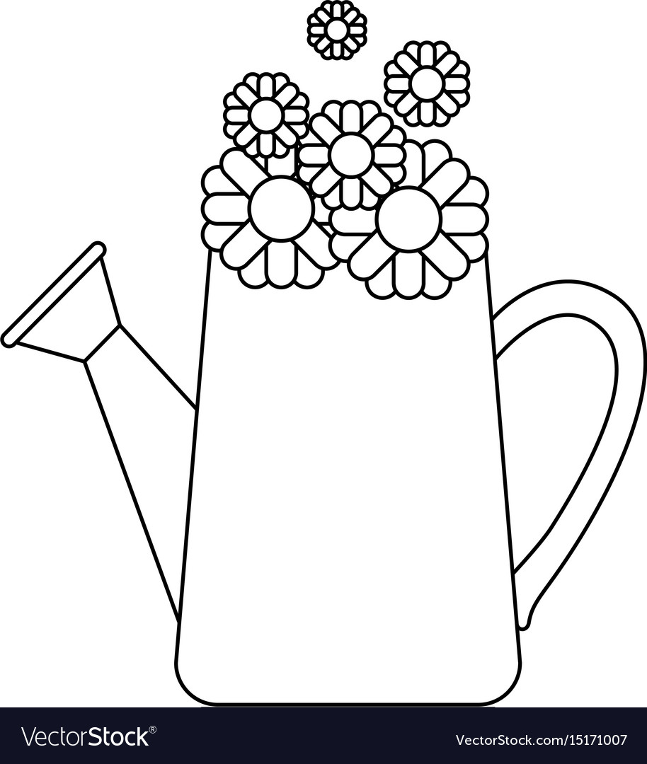 Monochrome silhouette of watering can and Vector Image