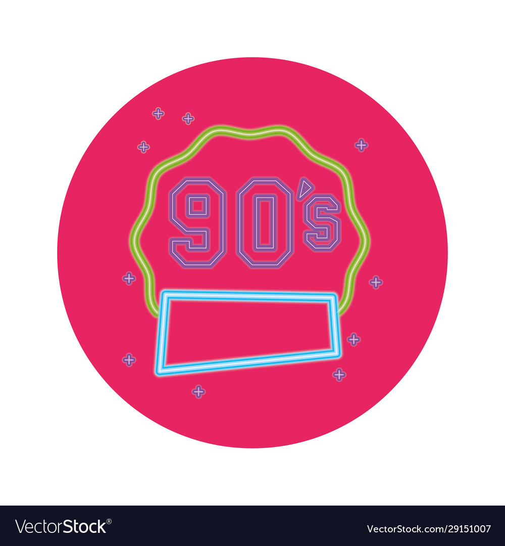 Nineties sign retro style neon light Royalty Free Vector