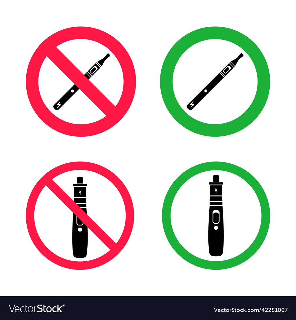 No vaping and vaping area signs red forbidden Vector Image