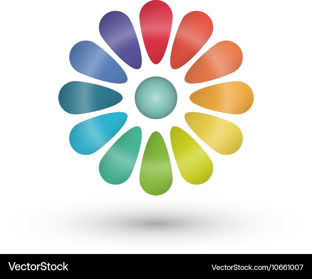 Rainbow flower balloon icons logo design Vector Image