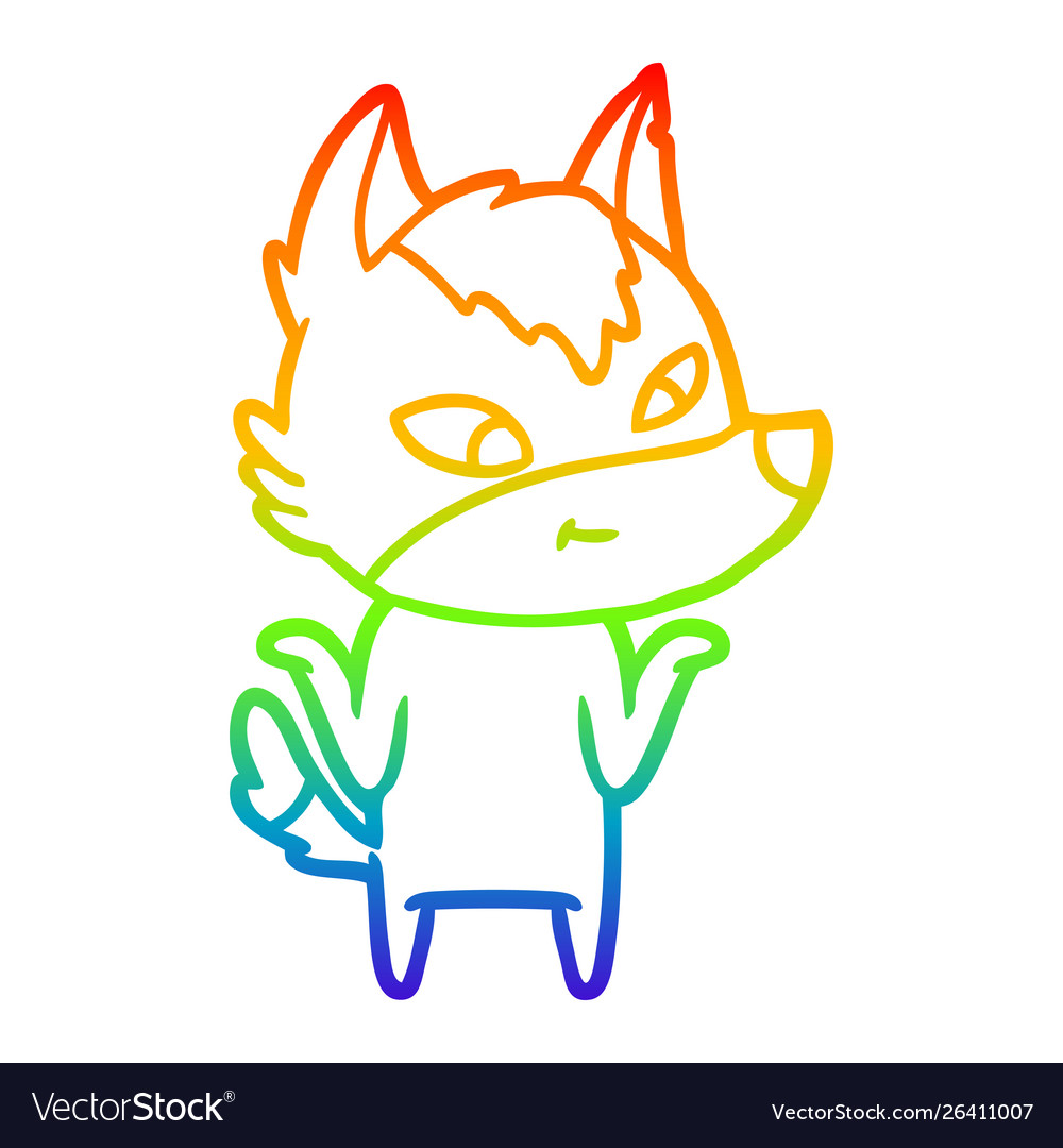 Rainbow gradient line drawing friendly cartoon Vector Image