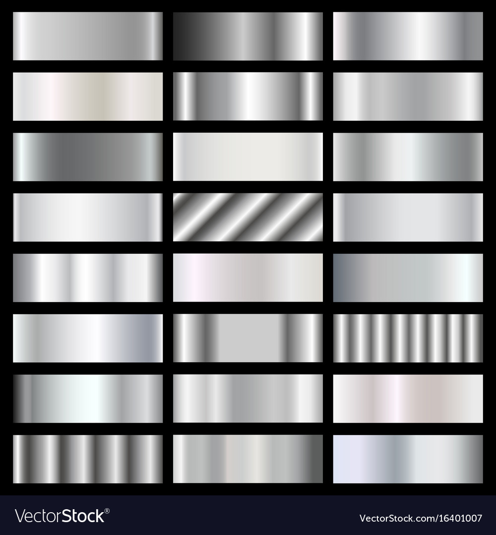 Silver Steel Chrome Gradients Set Royalty Free Vector Image