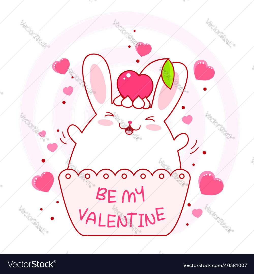 Valentines day card with funny fat bunny Vector Image Valentines day card with funny fat bunny Vector Image