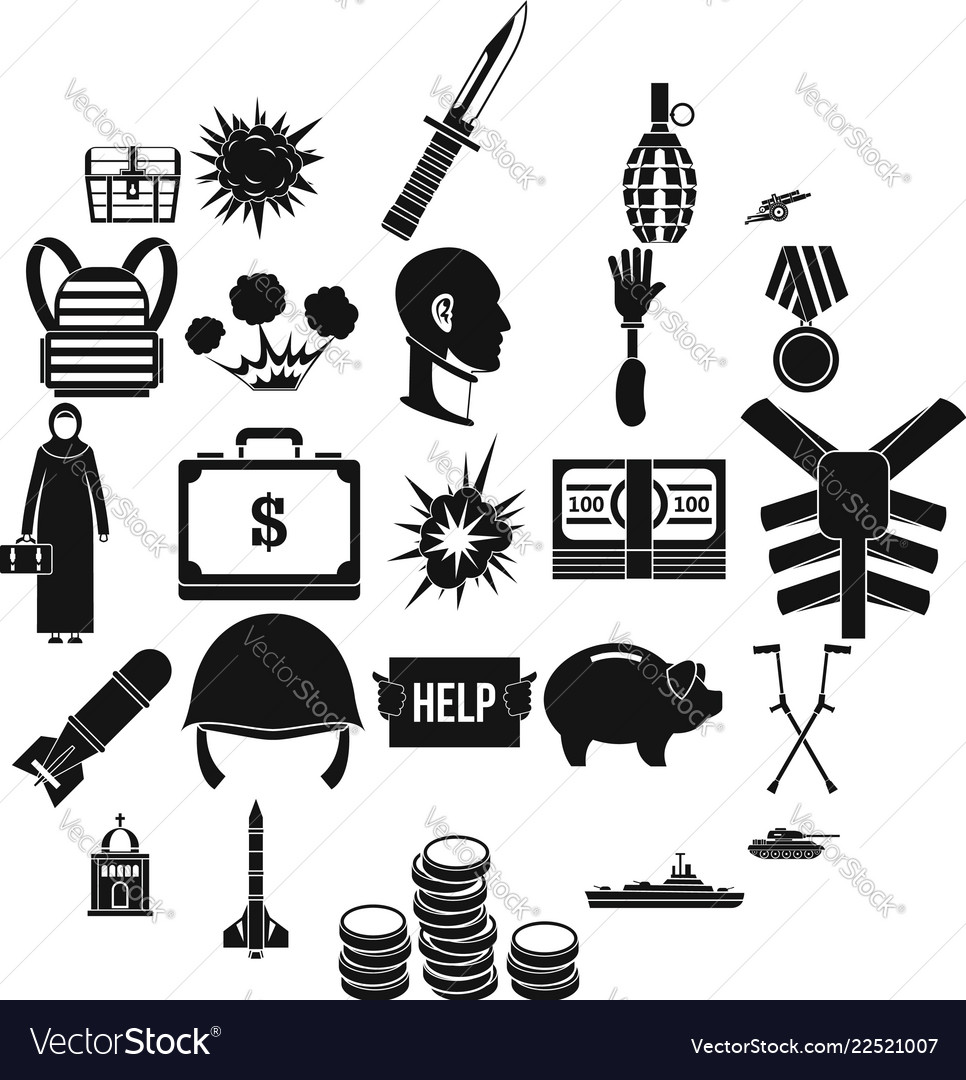 War crime icons set simple style Royalty Free Vector Image