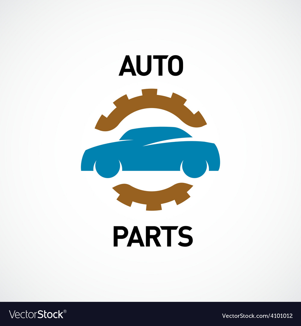 Auto parts logo template car silhouette with gear Vector Image