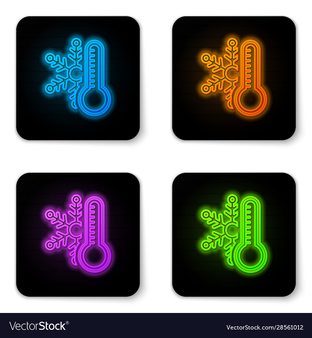 Glowing neon thermometer with snowflake icon Vector Image