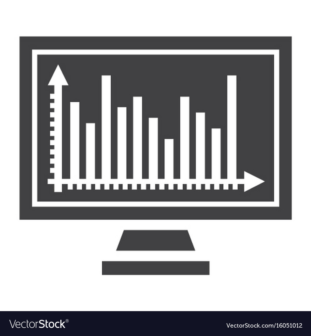 Monitor chart solid icon business and graph Vector Image