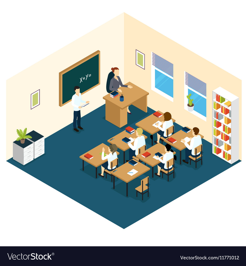 Download School Classroom Isometric Design Royalty Free Vector Image