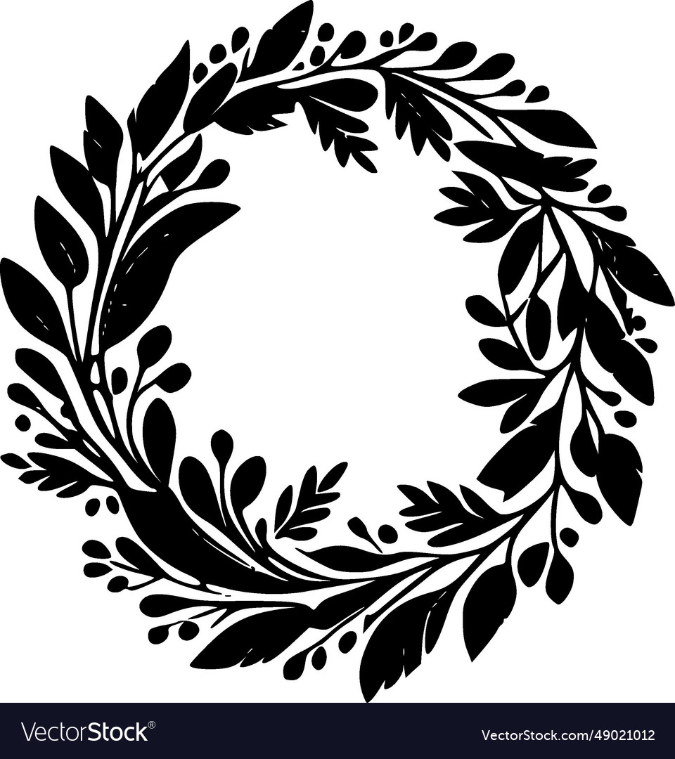 Wreath - black and white Royalty Free Vector Image