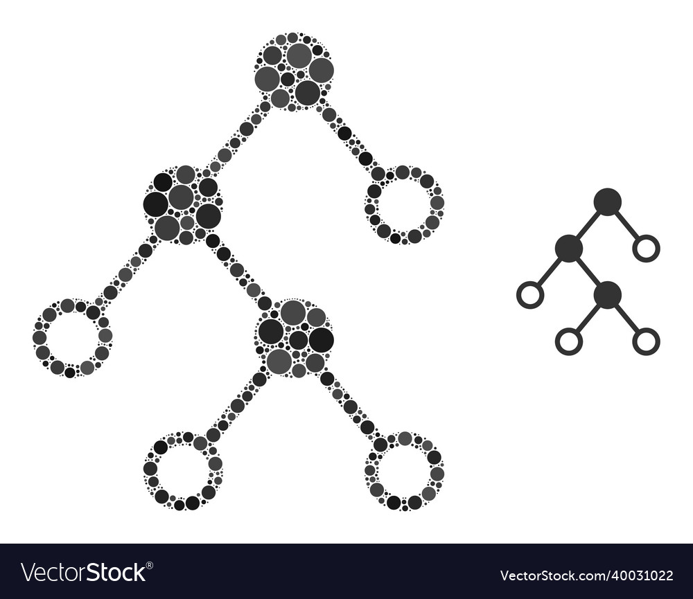 Binary chart nodes collage of dots Royalty Free Vector Image