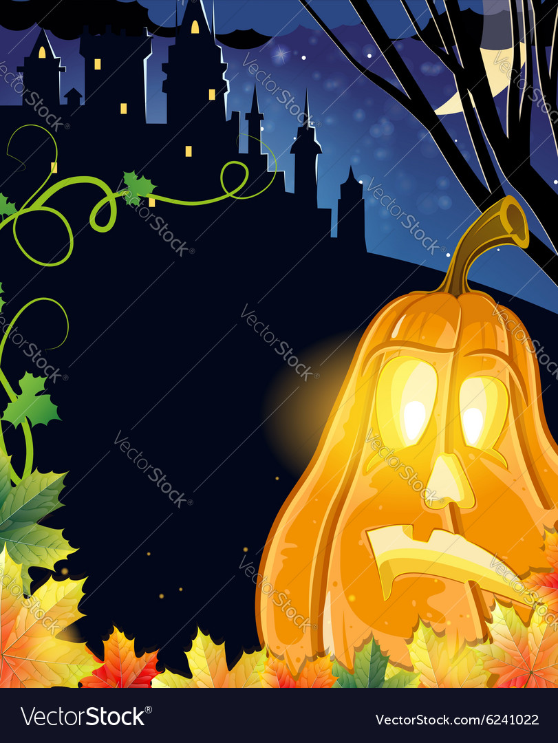 Jack o lantern near castle Royalty Free Vector Image