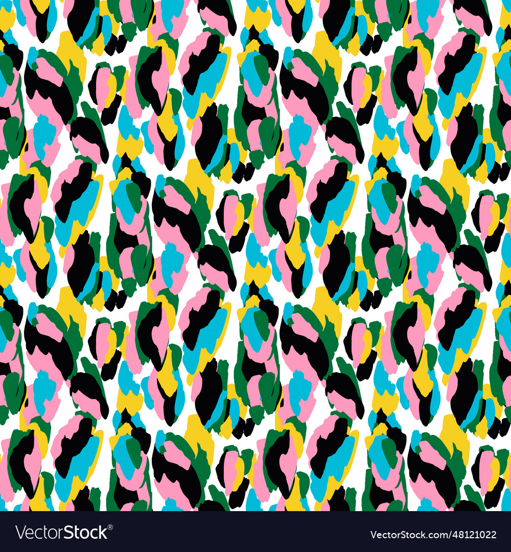 Seamless Animal Pattern With Colourful Leopard Vector Image