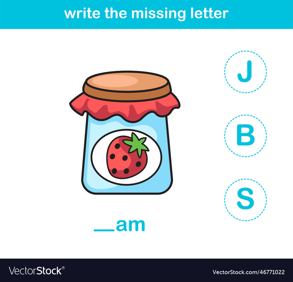 write-the-missing-letter-royalty-free-vector-image