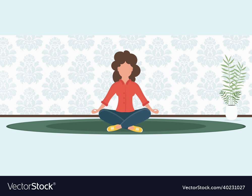 A young girl in yoga pose does meditation Vector Image