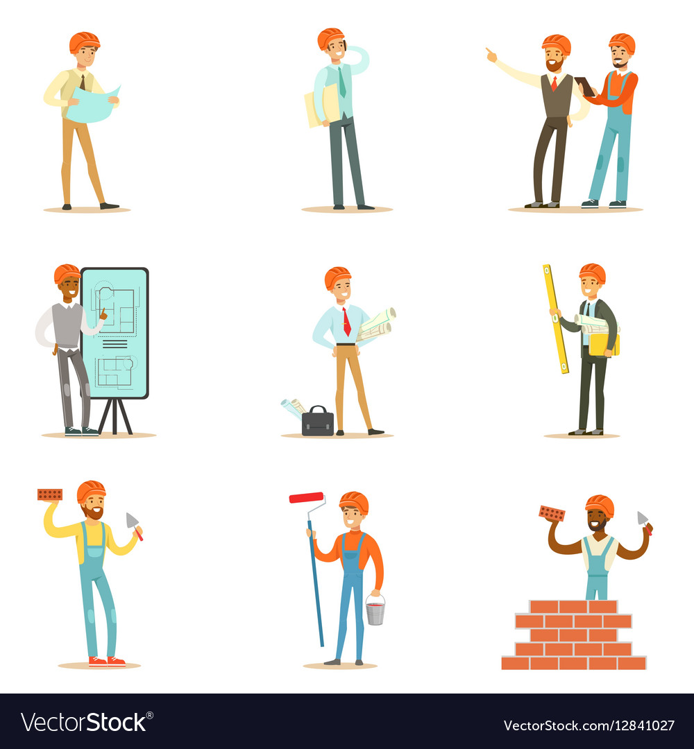 Architects And Construction Workers House Vector Image