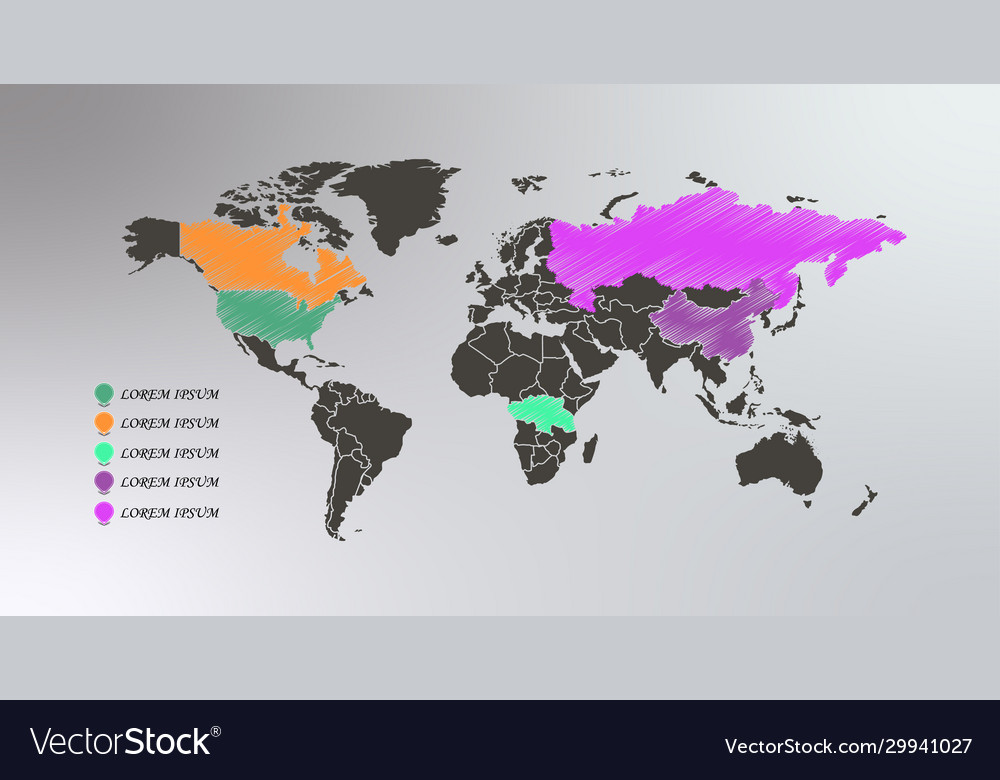 Collection 3d map pointers with world Royalty Free Vector