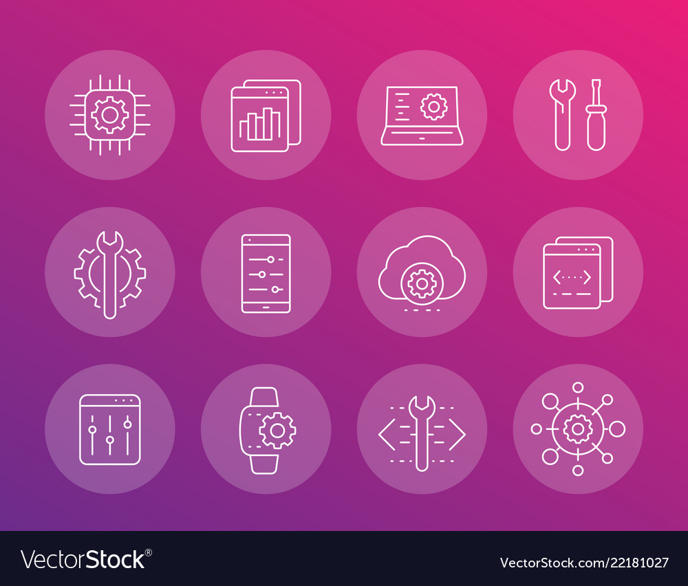 Development configuration service settings icons Vector Image