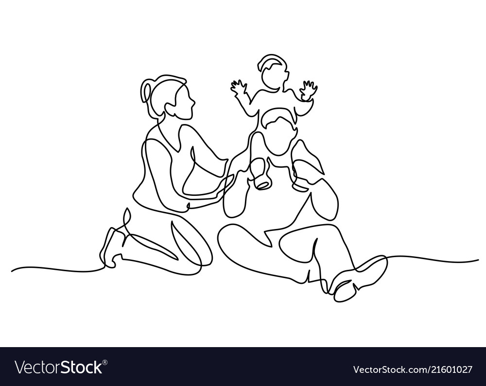 Family Concept Father Mother And Kids Sitting Vector Image