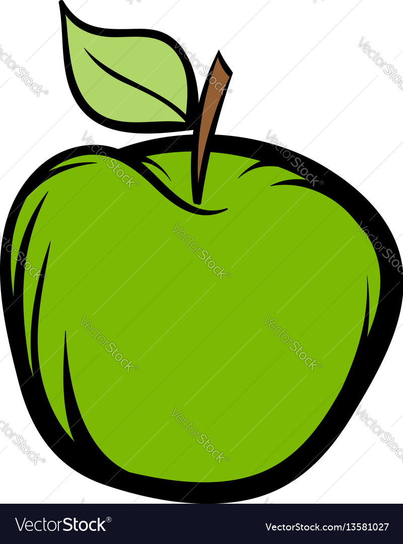 Green apple icon cartoon Royalty Free Vector Image