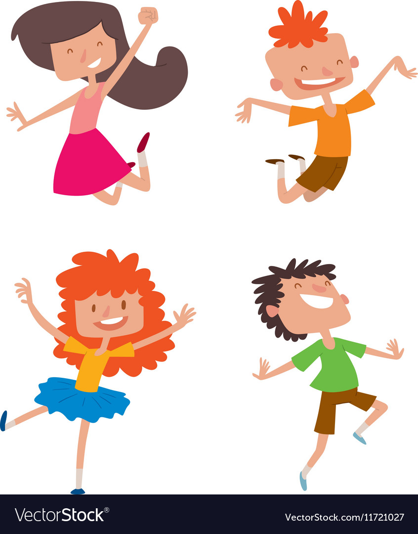 Happy children in different positions set Vector Image