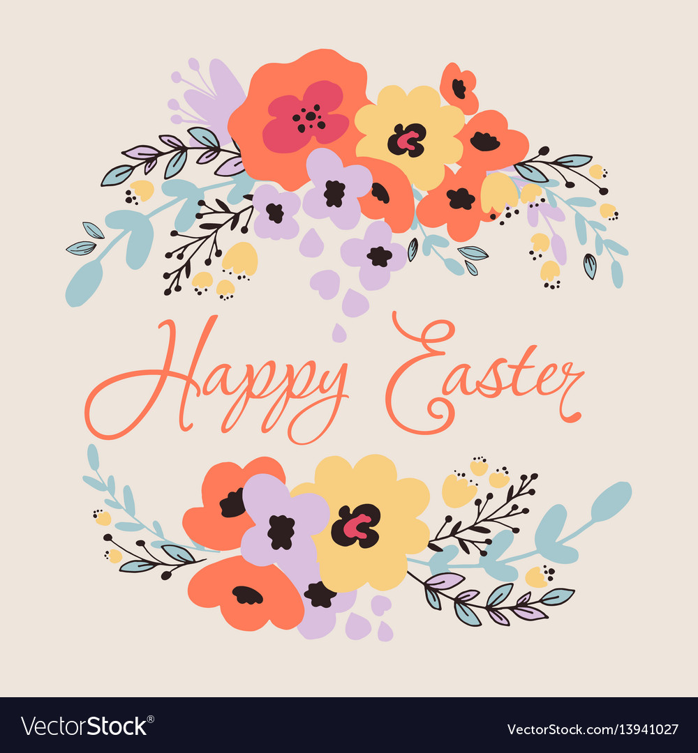 Happy easter floral card Royalty Free Vector Image