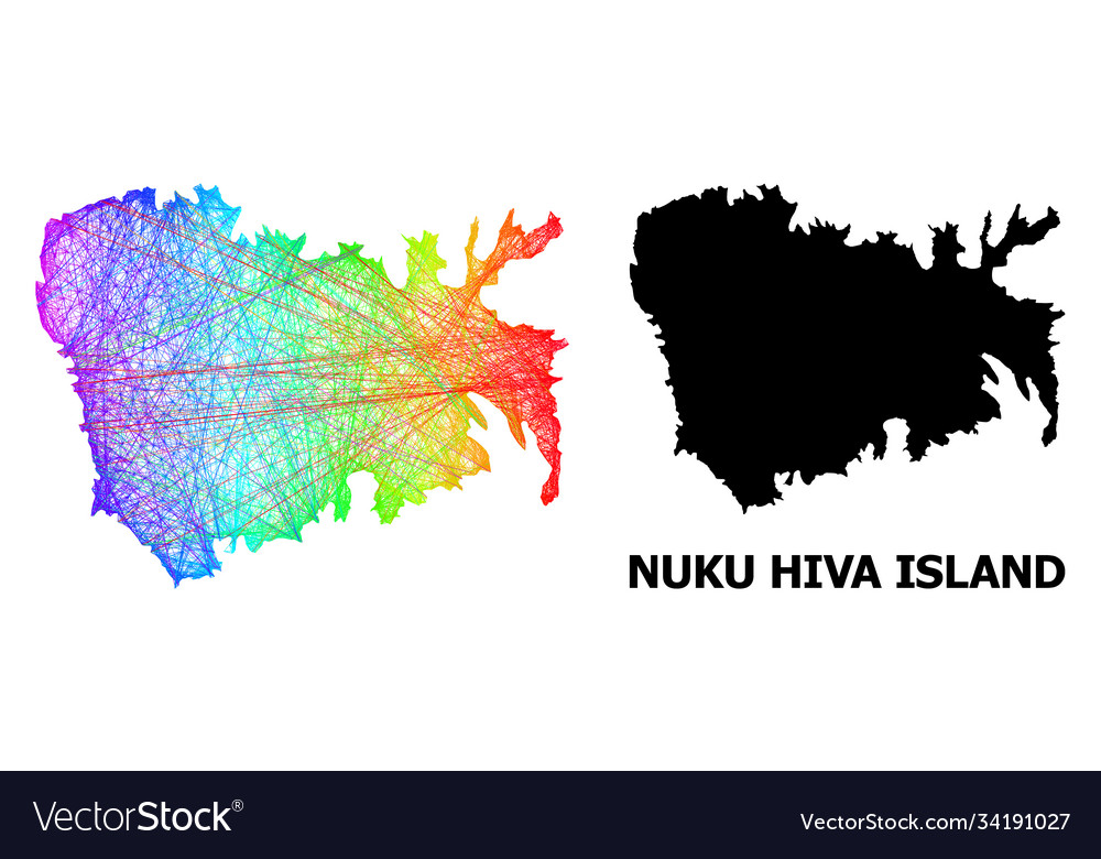 Hatched map nuku hiva island with spectrum Vector Image