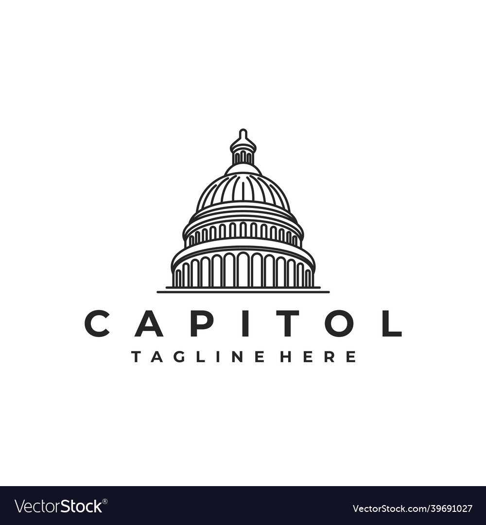 Line art capitol dome logo design inspiration Vector Image