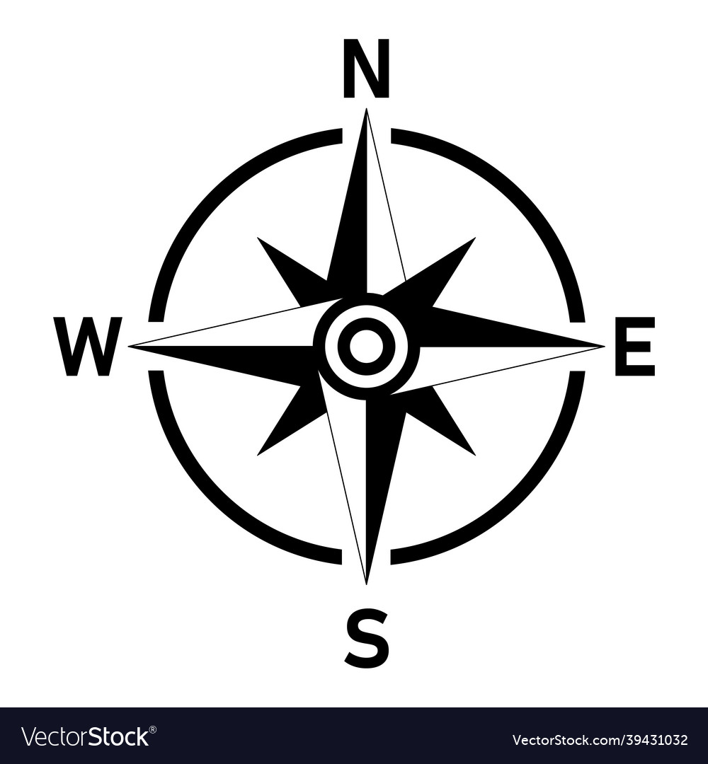 Compass icon rose with north south east Royalty Free Vector